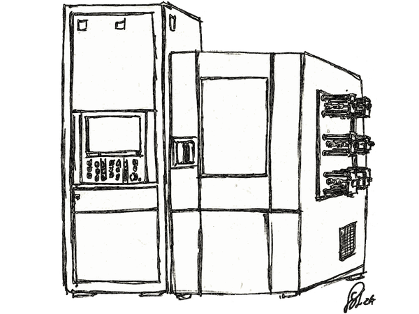 Zeichnung eines Prüfstands für elektrische Fensterheber mit Klimakammer