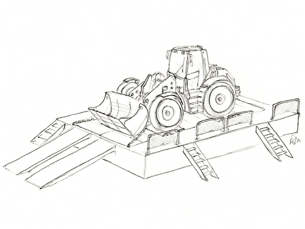 Zeichnung eines EOL-Prüfstands für Radlader