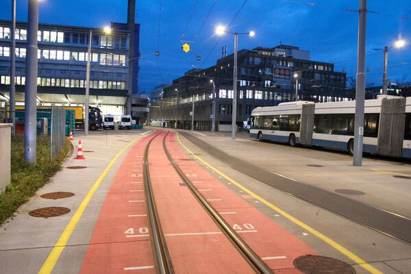 Gleise auf dem Gelände der Zentralwerkstatt der VBZ