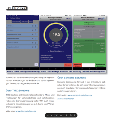 Fachbeitrag Bremswegmessung im ÖPNV - Seite 3 Screenshot eines Fachbeitrag zum Thema Neues Bremswegmesssystem für Schienenfahrzeuge - Seite 3